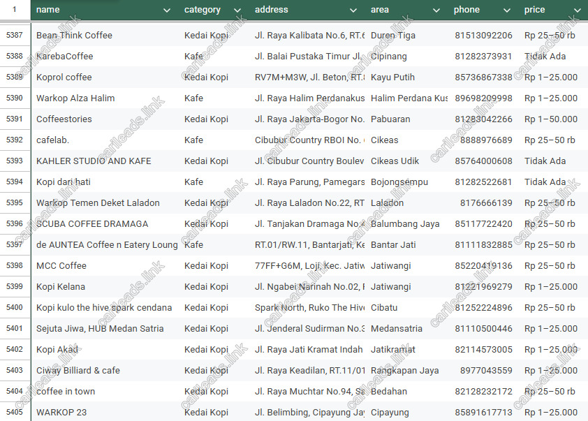 Cuplikan file Excel leads baris 5.387–5.405